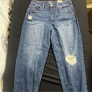 Time & Tru High Rise Light Wash Distressed Dark Denim Jeans size 12
